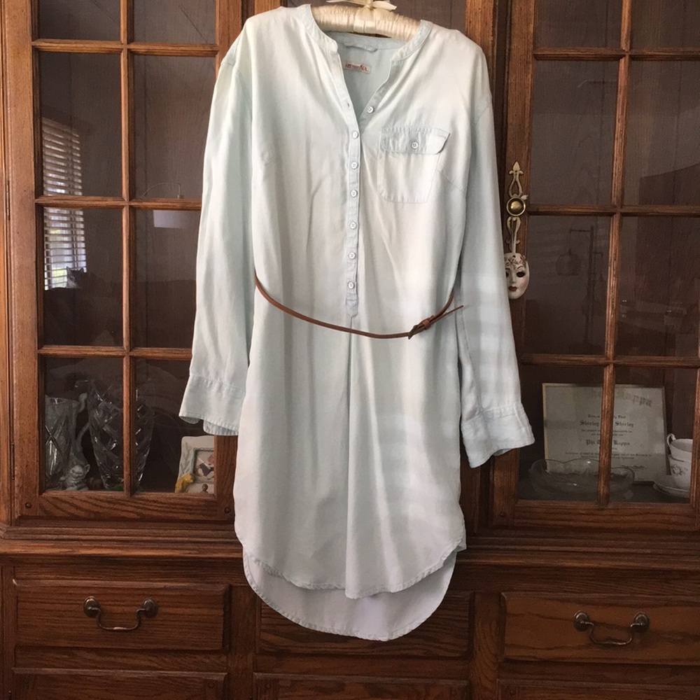 Denim look cotton shirt dress